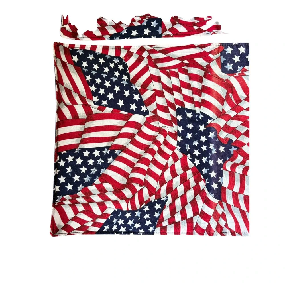 Vtg American Flag Placemats Set of 6 Patriotic Red White Blue Americana Decor